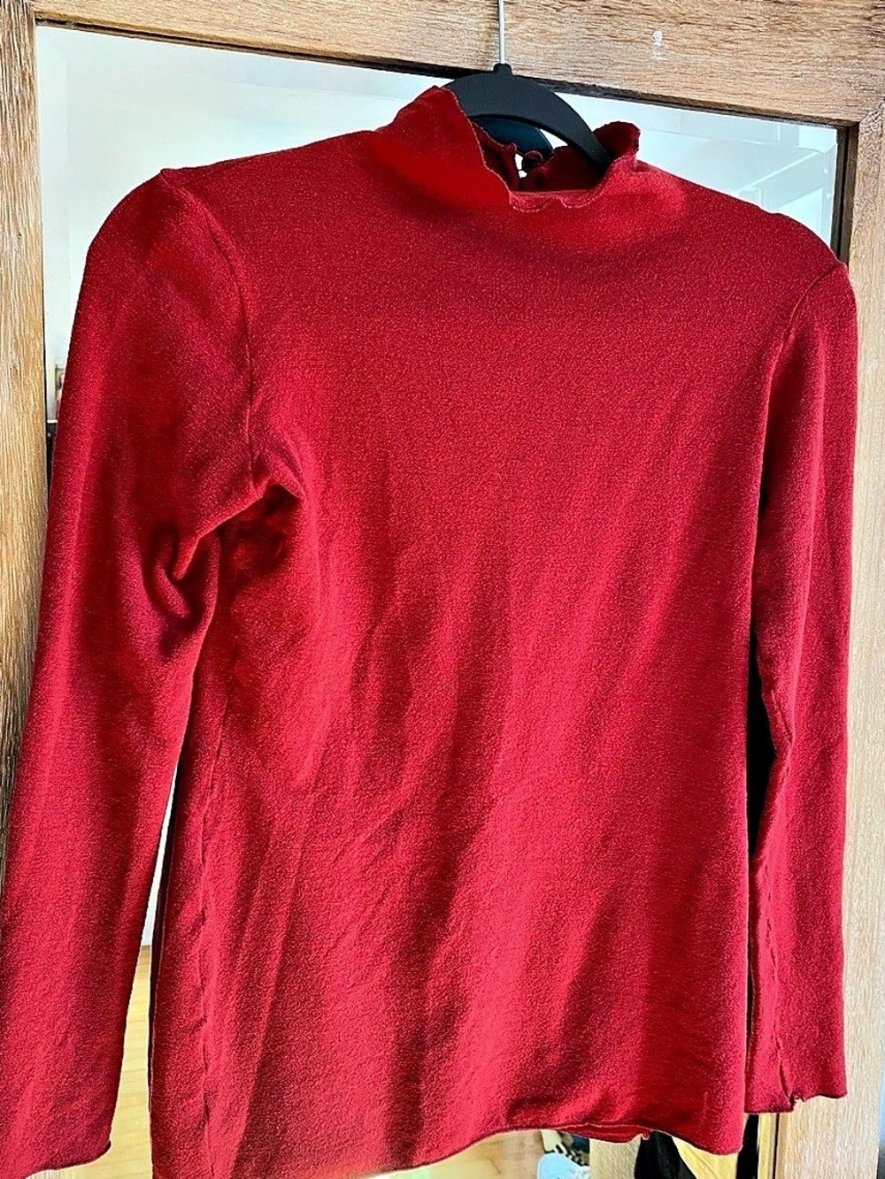 Vintage Karl Lagerfeld Made in France Long Sleeve Mock Neck Top in Red Size 42